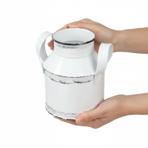 Artikel Deko Kanne mit Henkeln Metall Weiß, Schwarz H13cm 2St
