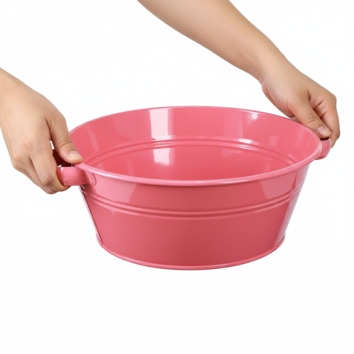Artikel Blumenschale Metall Rosa Schale mit Griffen Rund Ø33,5cm