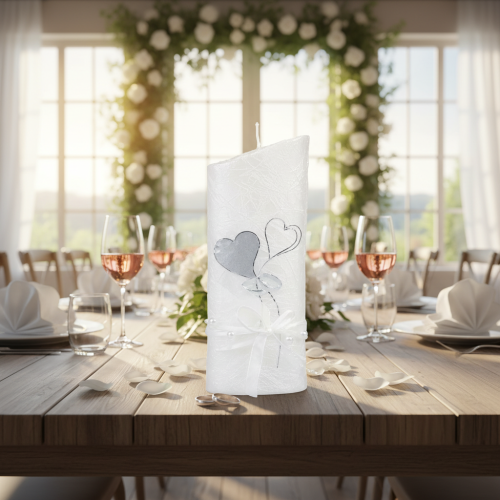 Hochzeitskerze Kerze Silberhochzeit Kerze Weiß 210/85mm | Floristik24.de