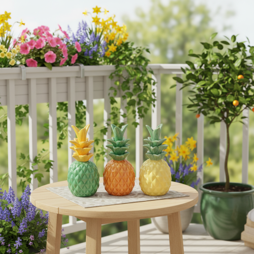 Deko Ananas Keramik Bunte Keramikdeko Sortiert 17cm 3St | Floristik24.de