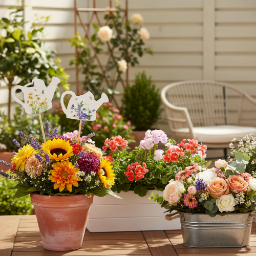 Gießkannen Dekostecker für Blumensträuße und Balkon Blumendekoration 34cm 12 St | Floristik24.de