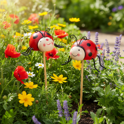 Marienkäfer Gartenstecker Deko für Frühling und Sommer Blumendeko verzieren 31cm 4 St | Floristik24.de
