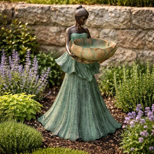 Frauenfigur mit Blumenschale Dekorative Statue für ästhetische Raumgestaltung und Garten 55cm | Floristik24.de