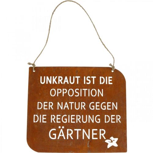 Artikel Gartenschild mit Spruch „Unkraut“ Rost Deko Garten 35×30cm