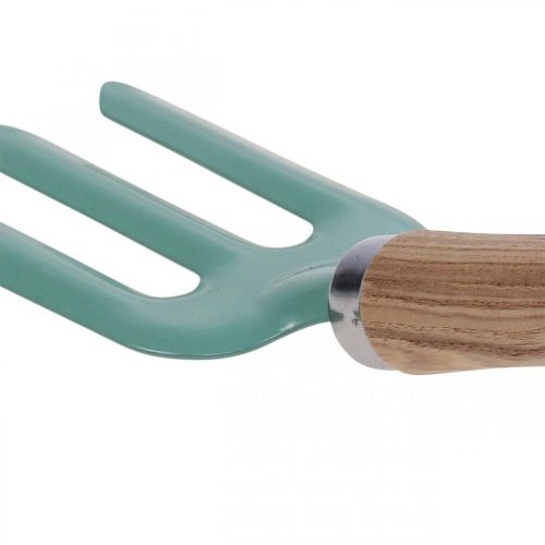 Artikel 2er Set Gartenwerkzeug - Stilvolle Gartenschaufel & Gartenharke, Ergonomisch, Holzgriff, Metall, Mintgrün