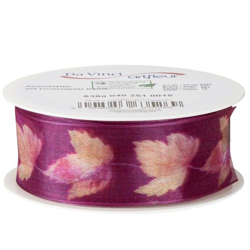 Artikel Geschenkband Ahornblätter Lila Band Herbst 40mm 15m