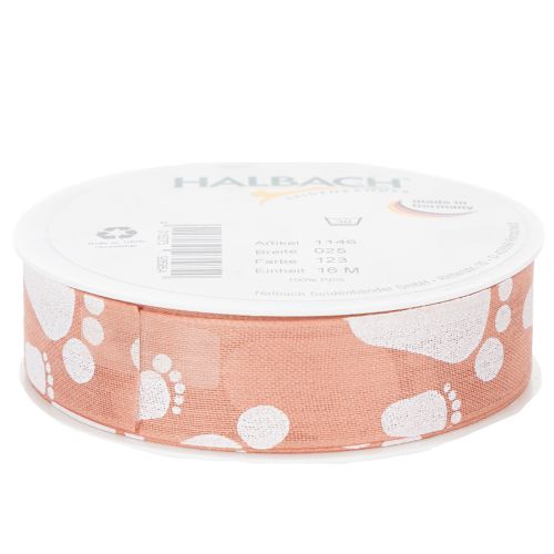 Geschenkband Baby Füße Deko Taufe Band Rosa 25mm 16m | Floristik24.de