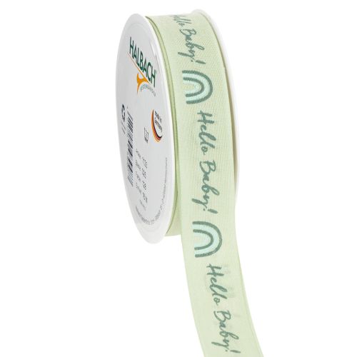 Geschenkband Hello Baby Dekoband Taufe Grün 25mm 16m