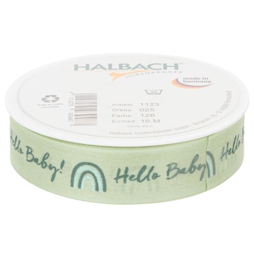 Geschenkband Hello Baby Dekoband Taufe Grün 25mm 16m | Floristik24.de