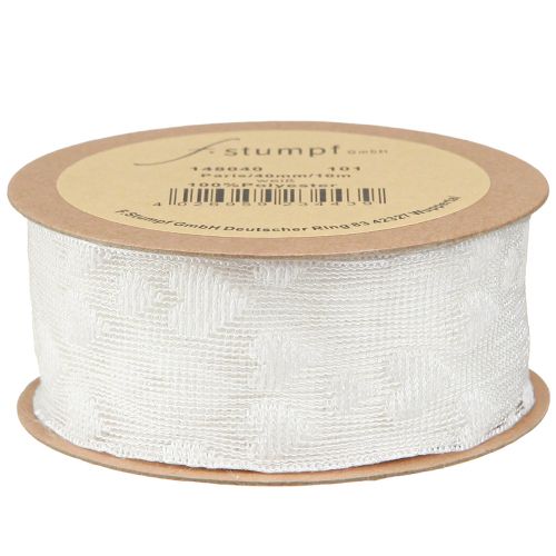 Artikel Geschenkband Herzen Netzband Weiß Glitter 40mm 10m