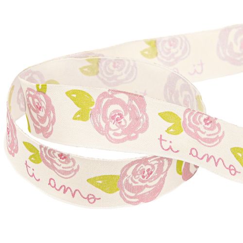 Artikel Geschenkband Rosen „Ti amo“ Romantisches Dekoband 25mm 20m