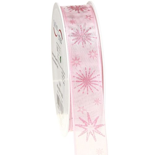 Artikel Geschenkband Sterne Weihnachtsband Rosa 25mm 20m