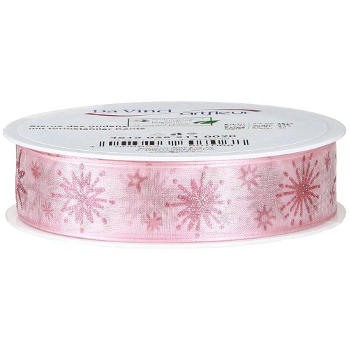 Artikel Geschenkband Sterne Weihnachtsband Rosa 25mm 20m