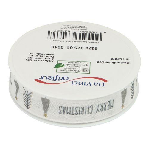 Artikel Geschenkband Weihnachten Merry Christmas Grau 25mm 18m