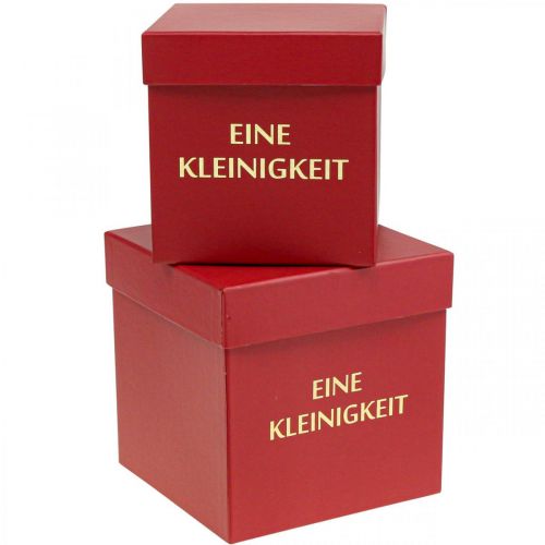 Floristik24 Geschenkbox „Eine Kleinigkeit“ eckig Rot 14/12cm 2er-Set