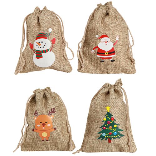 Artikel Geschenktasche Weihnachten Jutebeutel Natur 10×13cm 8St