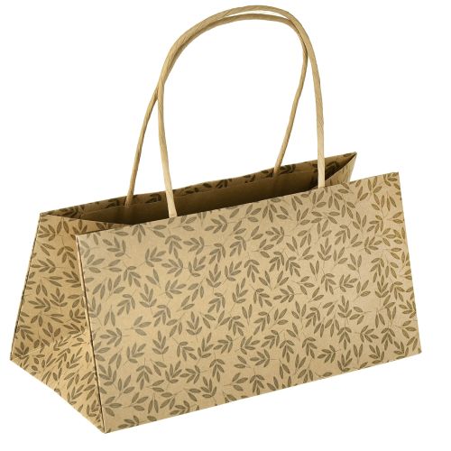 Geschenktüte Papier Naturbraun Blätter 20×10×10cm 6 St