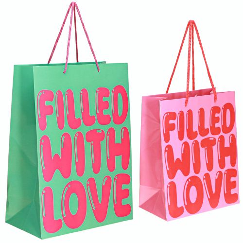 Floristik24 Geschenktüte mit Henkeln „Filled with Love“ H36/23cm 2er-Set