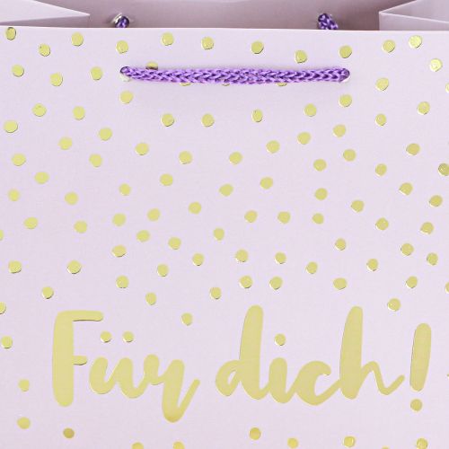 Artikel Geschenktüte mit Henkeln „Für dich!“ Papier Lila 18×10×23cm 2St