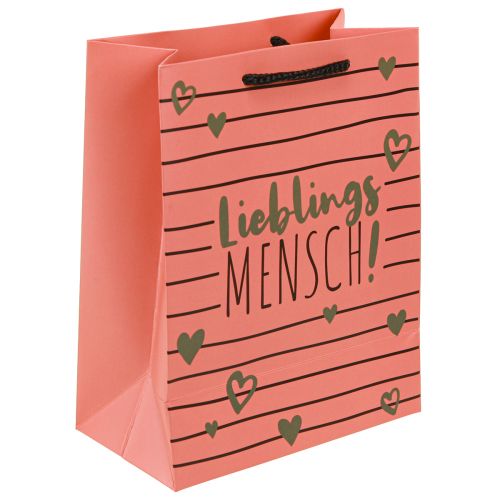 Artikel Geschenktüte mit Herzen „Lieblingsmensch“ Papier 18×10×23cm 2St