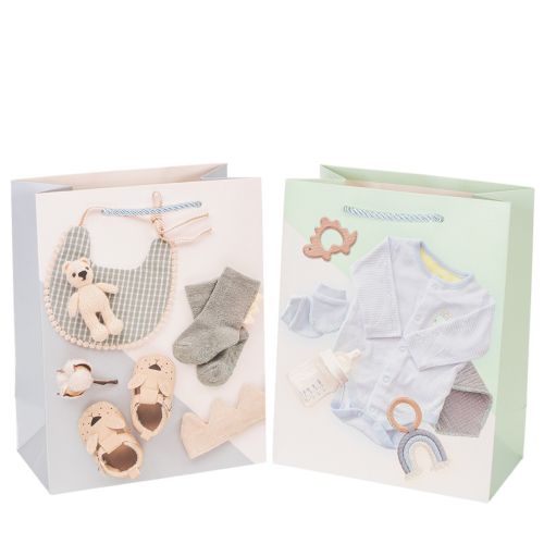 Geschenktasche Baby Junge Ideal für Babygeschenke zur Geburt 23cm 2St