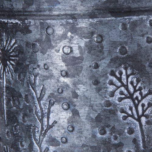 Artikel Gießkanne Metall Deko Grau Blumen Schwarz Ø13cm H13cm