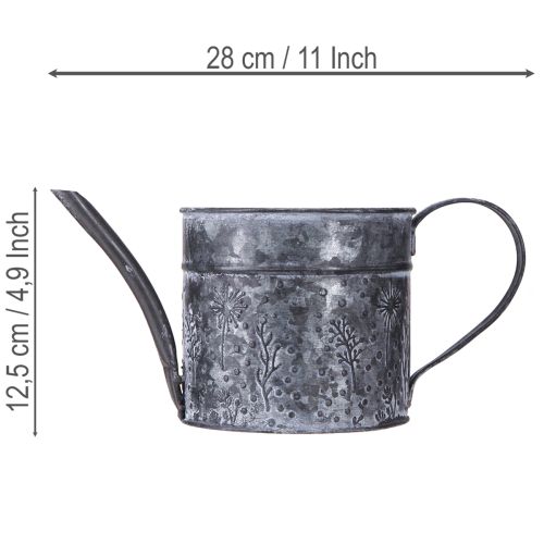 Artikel Gießkanne Metall Deko Grau Blumen Schwarz Ø13cm H13cm