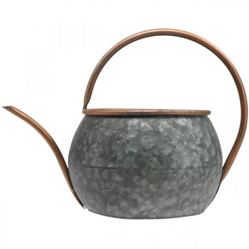 Artikel Dekokanne aus Metall, Pflanzkanne zum Dekorieren, Gartendeko, Gießkanne zum Bepflanzen Silbern, Kupferfarben L41cm Ø26cm H30cm