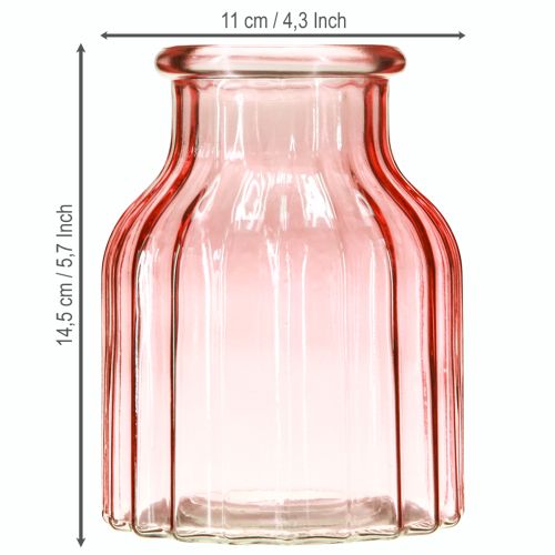 Artikel Glas Blumenvase Retro Rosa Getönt Ø11cm H14,5cm 2St