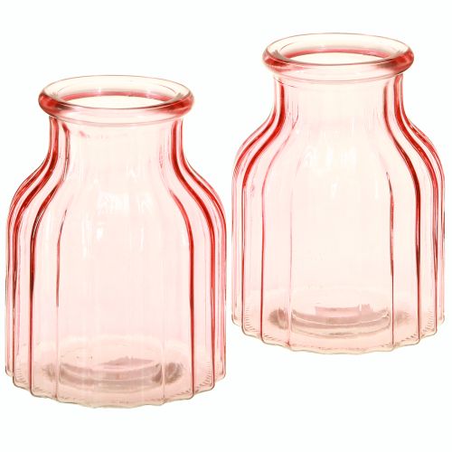 Artikel Glas Blumenvase Retro Rosa Getönt Ø11cm H14,5cm 2St