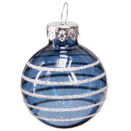 Artikel Glas Christbaumkugeln Blau Silber Dekor Mini Ø3cm 9 St