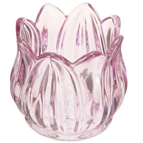 Artikel Glas Teelichthalter Teelichtglas Tulpe Lila Ø7cm H7cm 2St