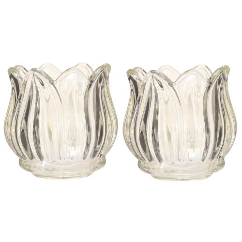 Artikel Glas Teelichthalter Tulpe Teelichtglas Klar Ø7cm H7cm 2St