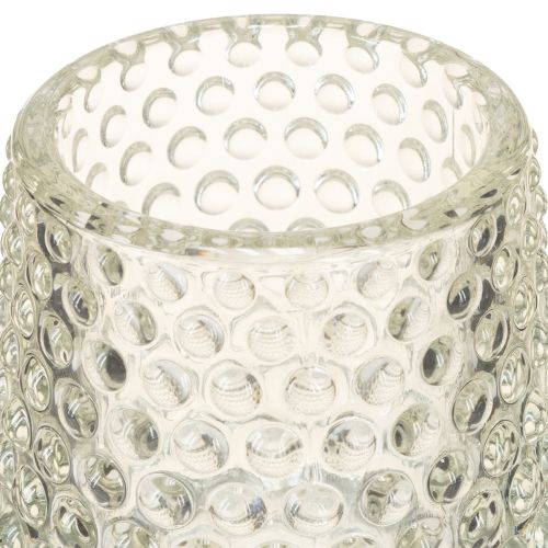 Artikel Glas Teelichthalter mit Fuß Punkte und Rillen H15cm 2St