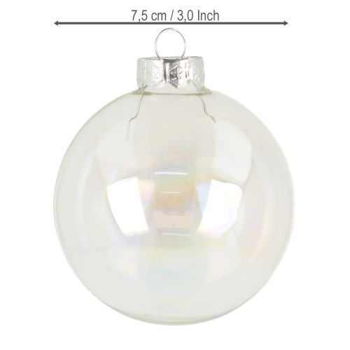 Artikel Glas Weihnachtskugeln Glaskugeln Irisierend Klar 7,5cm 12 St