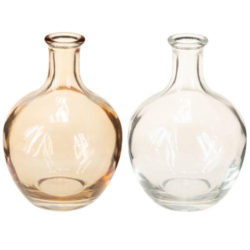 Glasflasche Minivase Amber und klar Ø7,5cm H11cm 4St