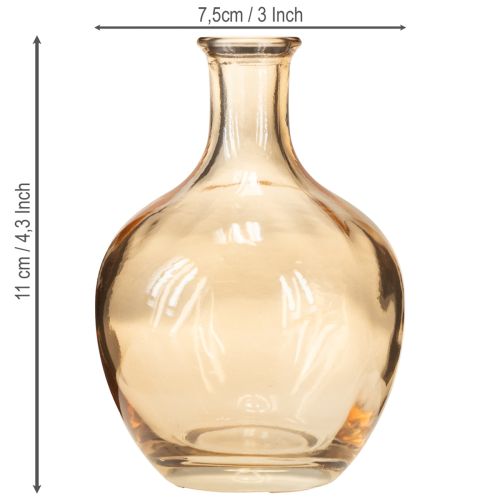 Artikel Glasflasche Minivase Amber und klar Ø7,5cm H11cm 4St