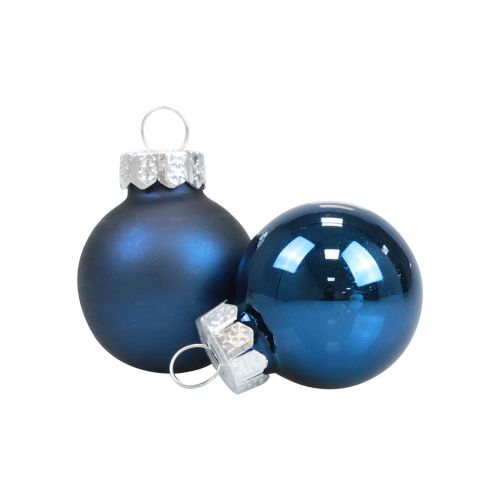 Floristik24 Mini Weihnachtskugeln Glas Blau Glaskugeln Ø2,5cm 22 St