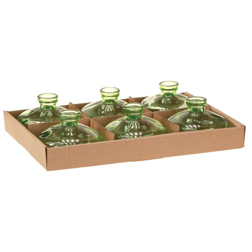 Artikel Glasvase Bauchig Grün Minivasen Glas Ø9cm H6cm 6 St