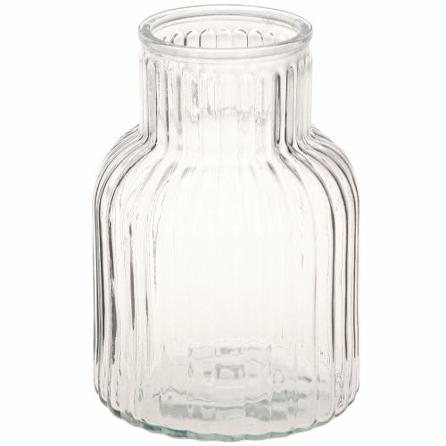 Artikel Glasvase Blumenvase Glas Rillen Retro Klar Ø13,5cm H20cm