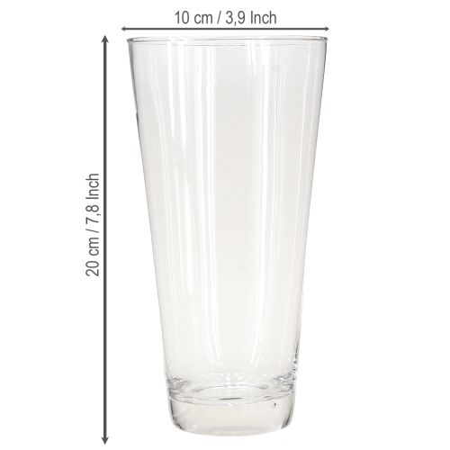 Artikel Glasvase Konisch Blumenvase Transparent Ø10cm H20cm