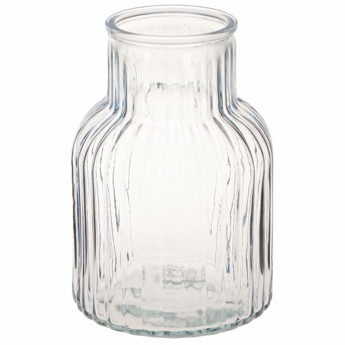 Artikel Blumenvase mit Rillen Glasvase in Blau Ø13,5cm H20cm