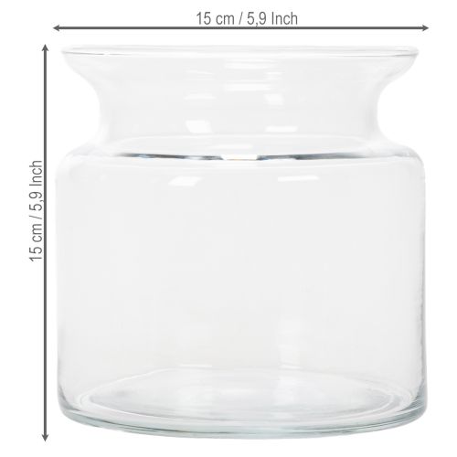 Glasvase klar Deko-Vase aus Glas mit Rand für Windlicht oder Blumenvase 15cm | Floristik24.de
