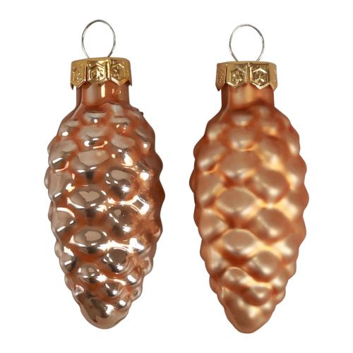 Weihnachtszapfen Glaszapfen Glas Deko Apricot H6,5cm 10 St