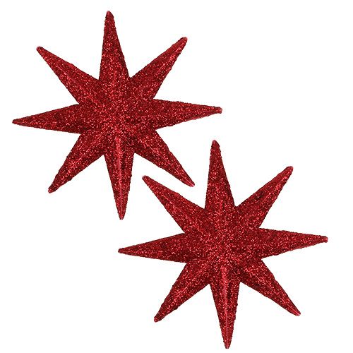 Floristik24 Glitterstern Rot Ø10cm 12 St