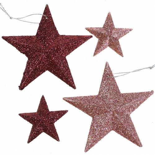 Floristik24 Glitterstern Rosa-Mix 9,5/5cm 18 St