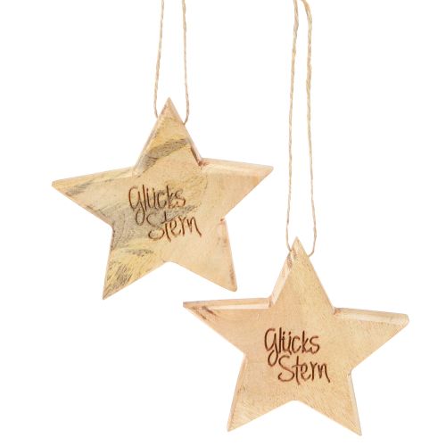 Floristik24 Glücksstern Deko Holzstern Natur 8cm Hängend 8er Set