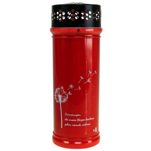 Artikel Grabkerze mit Spruch Mit Motiv Rot Ø7,5cm H21cm 110h