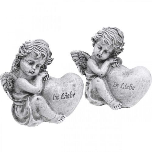 Artikel Grabschmuck Engel mit Herz „In Liebe“ Grabengel 10cm 2 St
