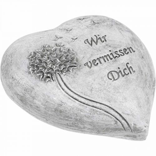 Floristik24 Grabschmuck Herz mit Spruch „Wir vermissen Dich“ 12cm 4 St